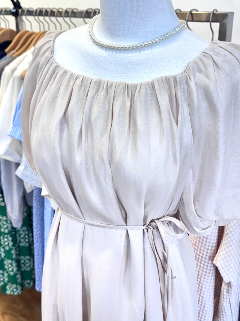 Puff Sleeve Tie-Back Dress