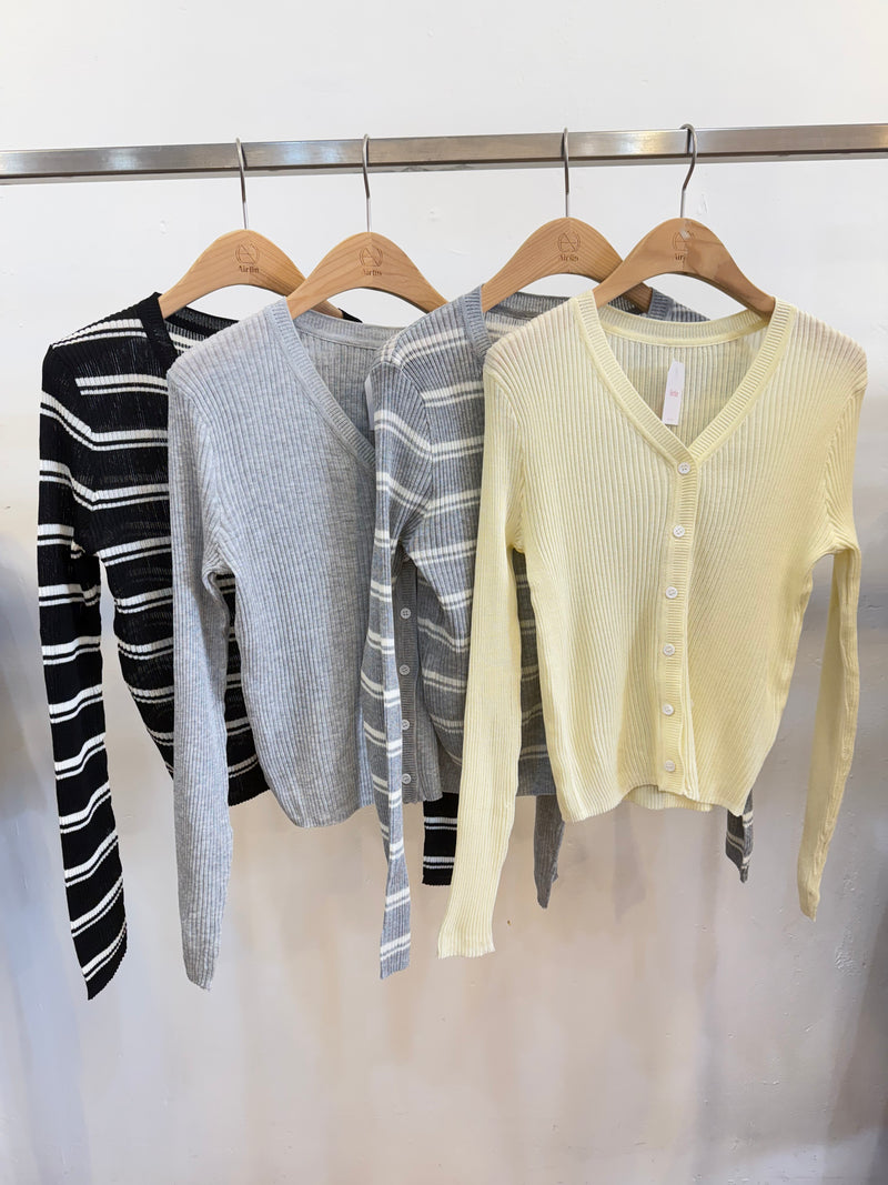 Striped and Plain Cardigan