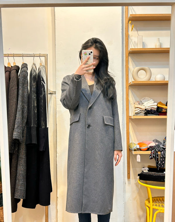 Grey Grace Longline 100% Cashmere Coat