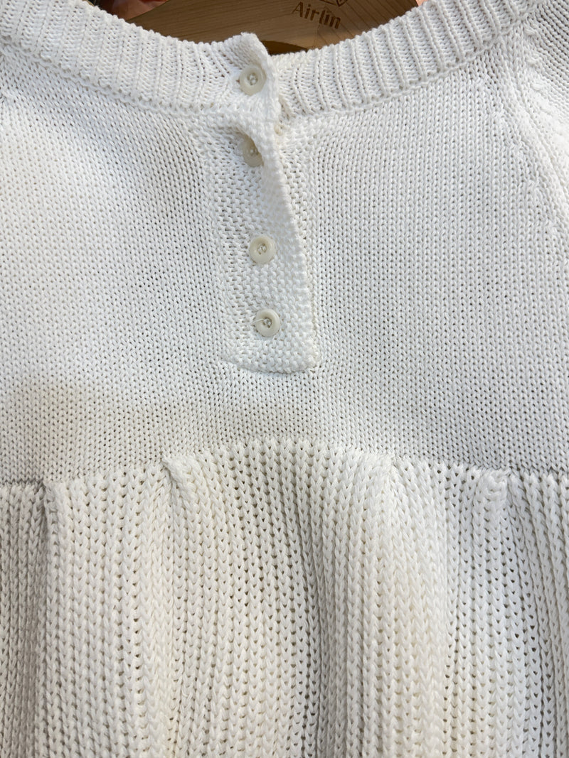 White Knit Short Sleeve Top