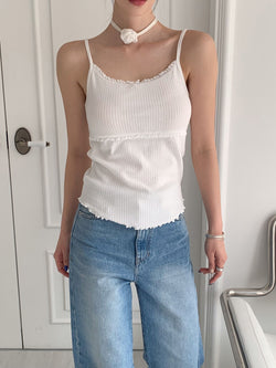 Lace Trim Cotton Bowknot Camisole