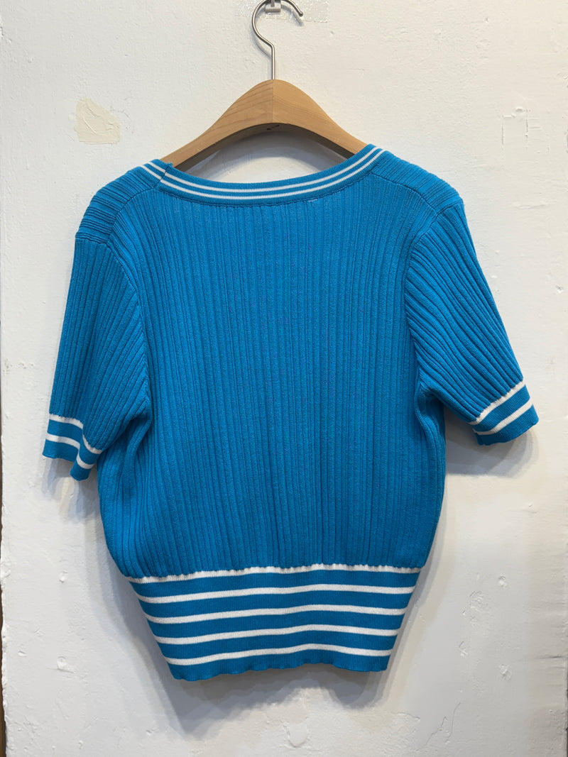 Blue Knit Set with Button