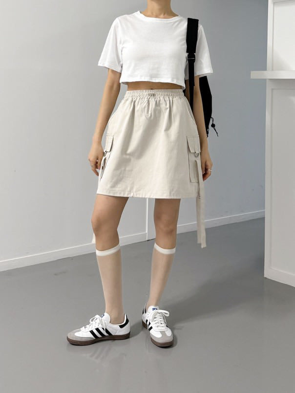 Sporty Elastic Waist Skirt