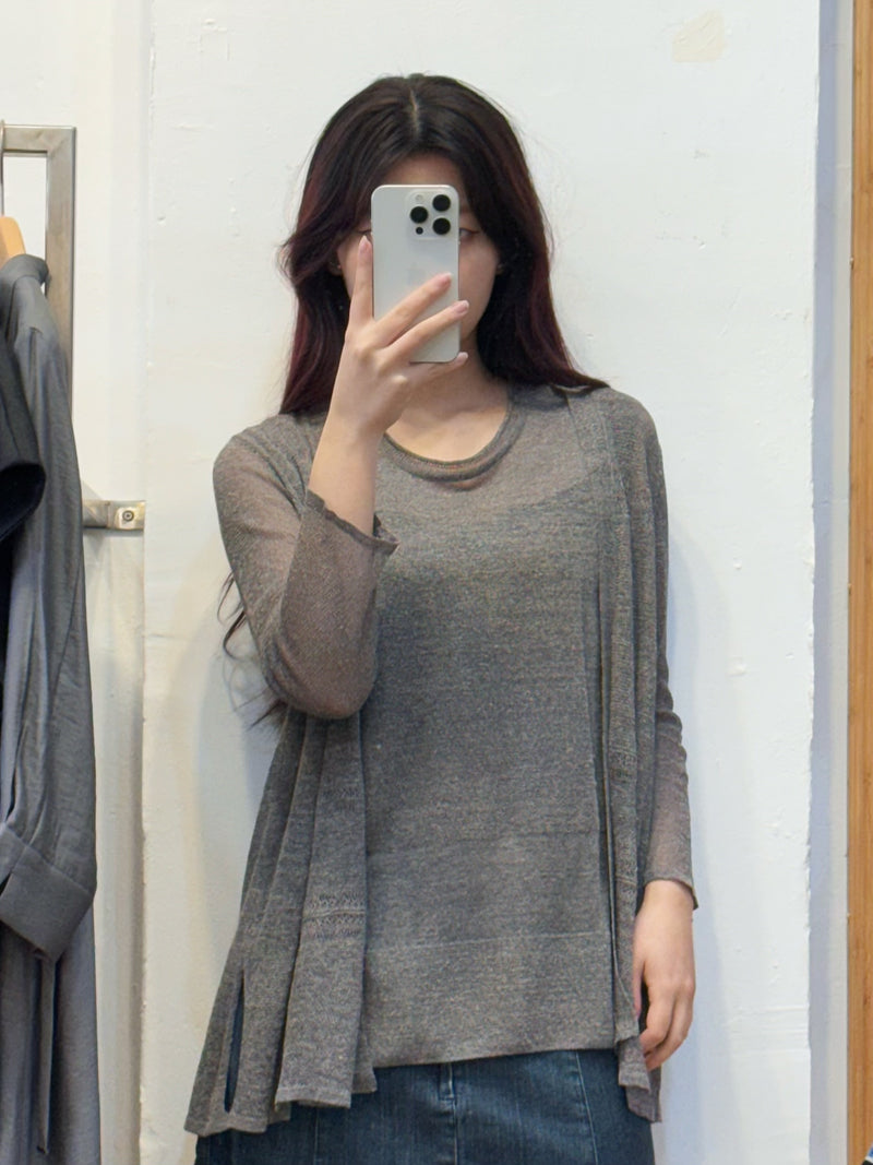 100% Linen top+cardigan