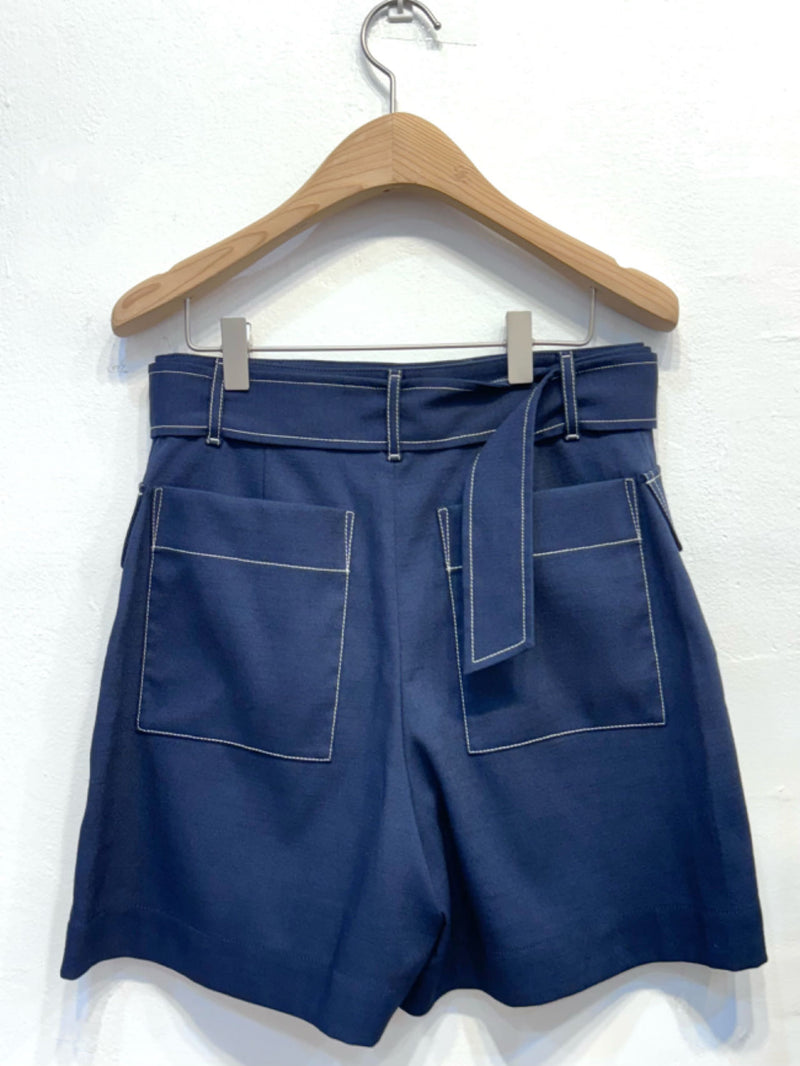 Belted denim shorts