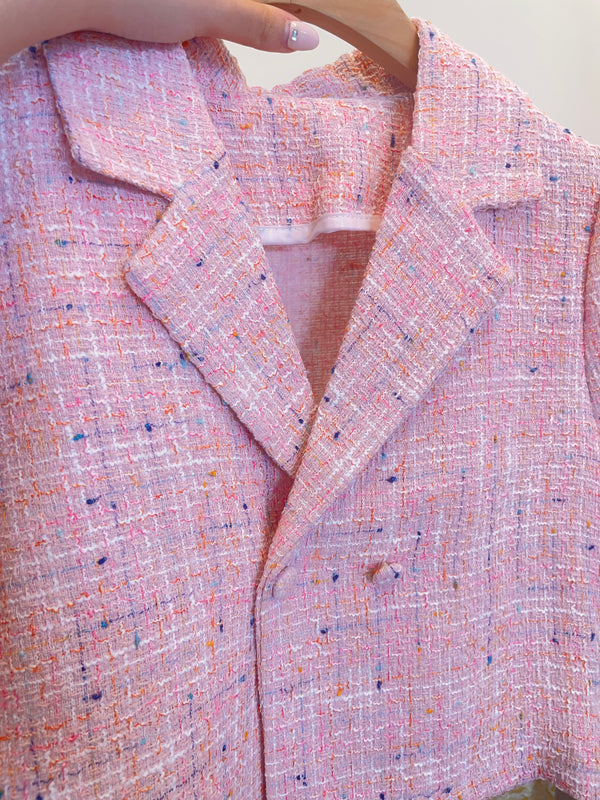 Summer Pink Candy Short Tweed Jacket