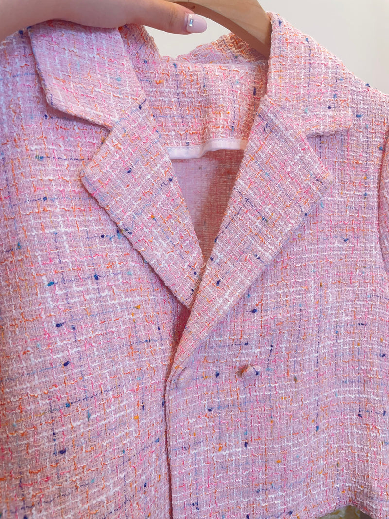 Summer Pink Candy Short Tweed Jacket