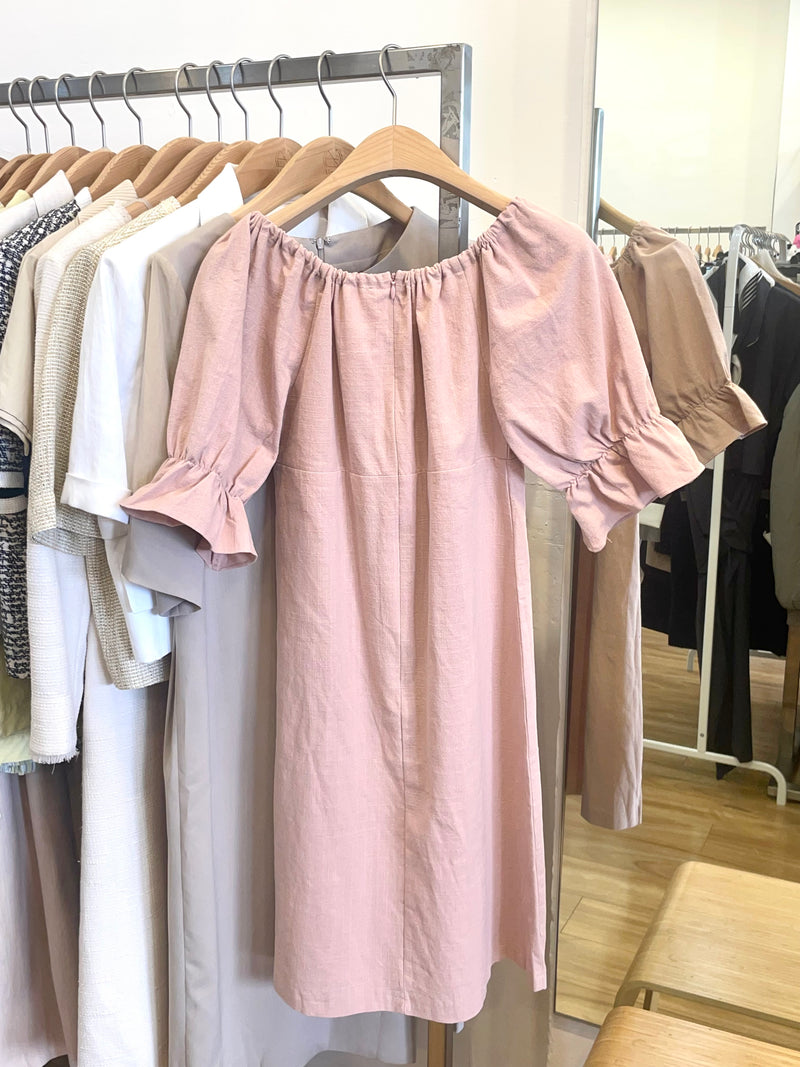 Sweet Pink Blossom Puff Sleeve Dress
