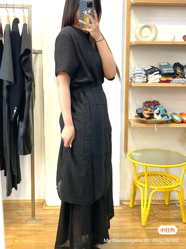 Black Statement Tie-Detail Dress