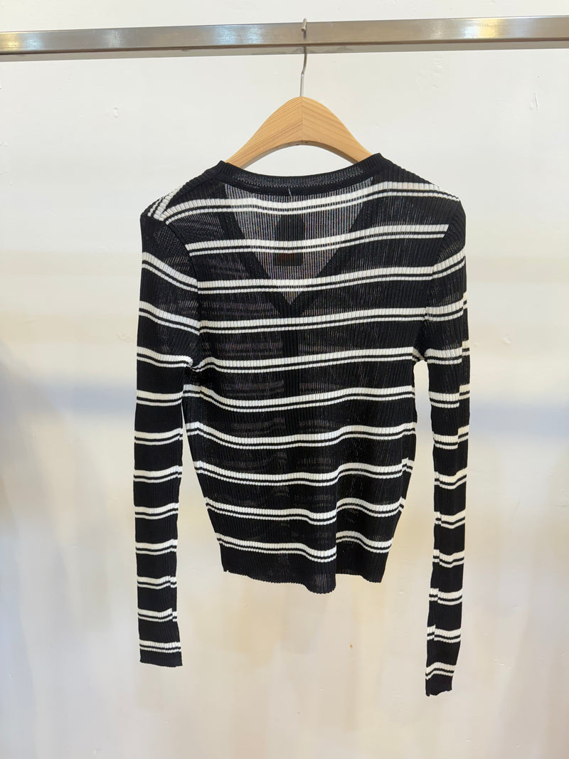 Striped and Plain Cardigan