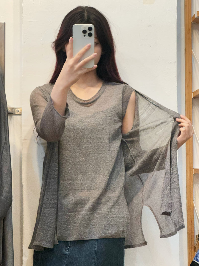 100% Linen top+cardigan