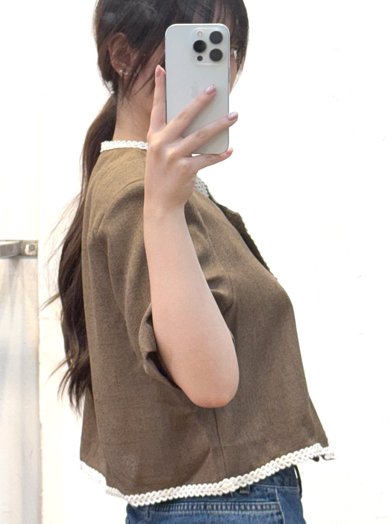 Brown casual short jacket