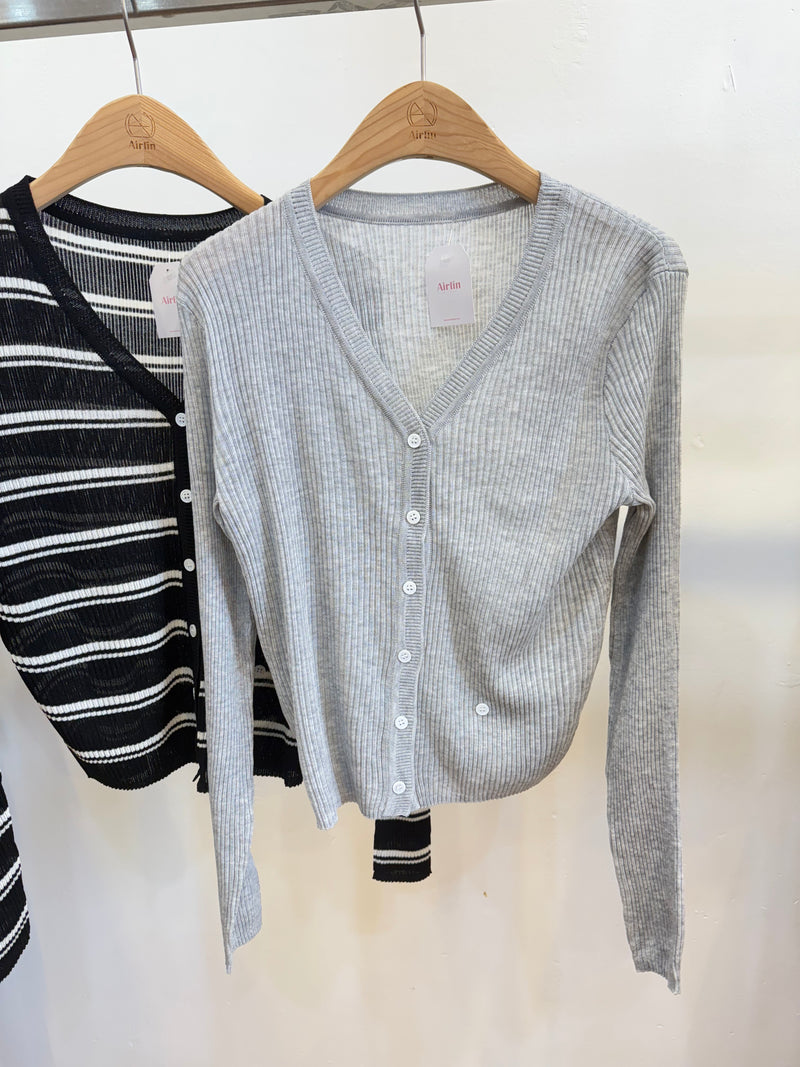 Striped and Plain Cardigan