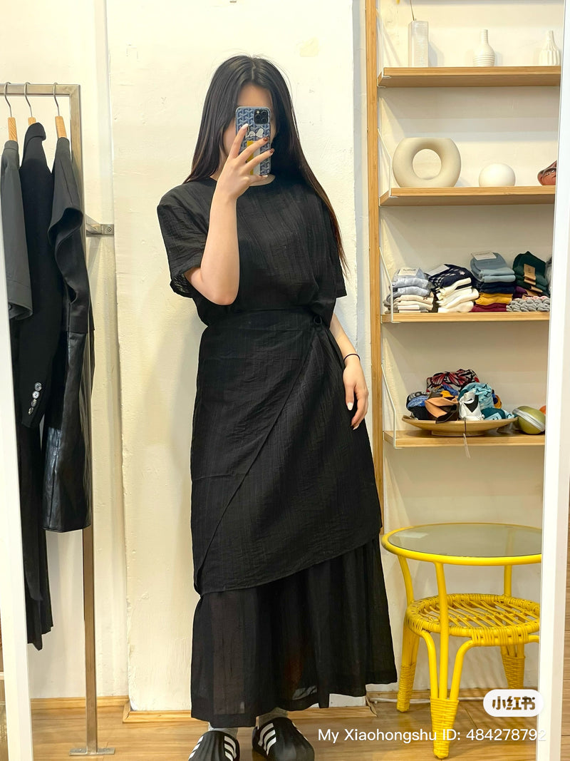 Black Statement Tie-Detail Dress