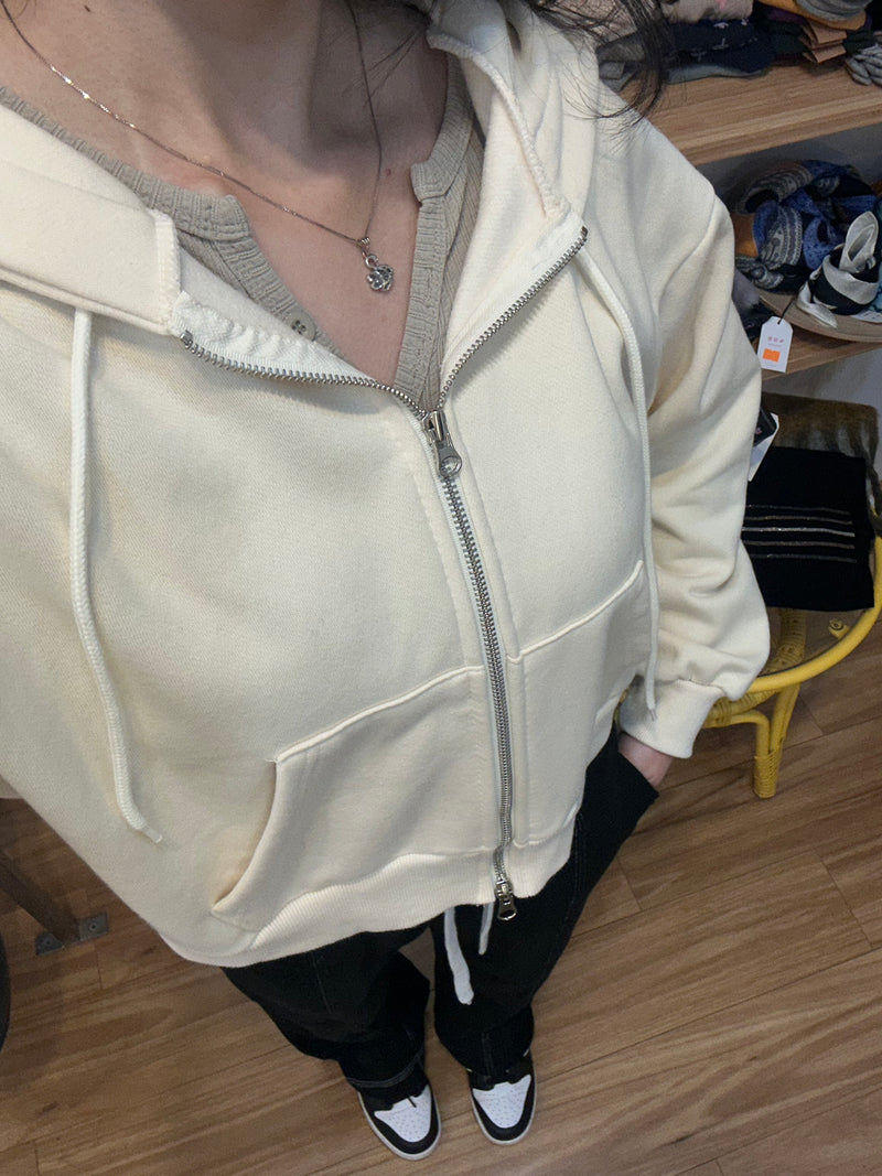 Zip-Up Cropped Hoodie