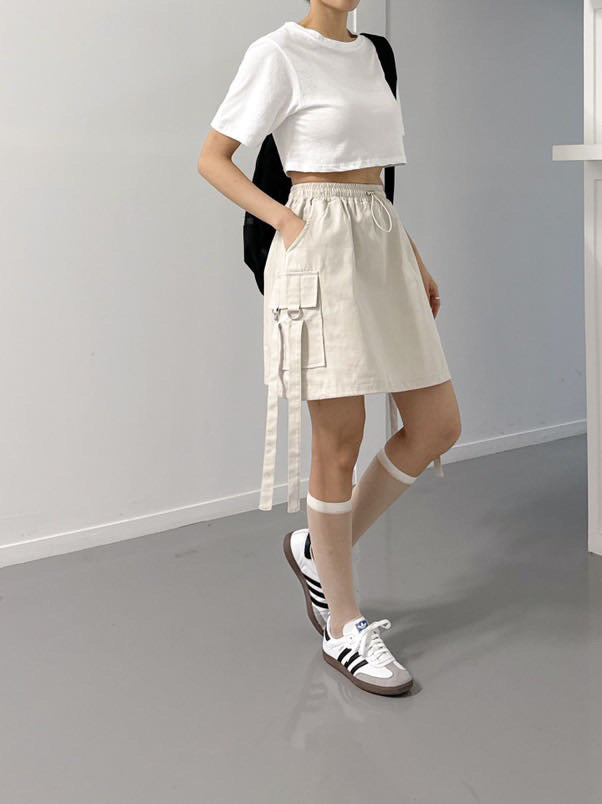 Sporty Elastic Waist Skirt