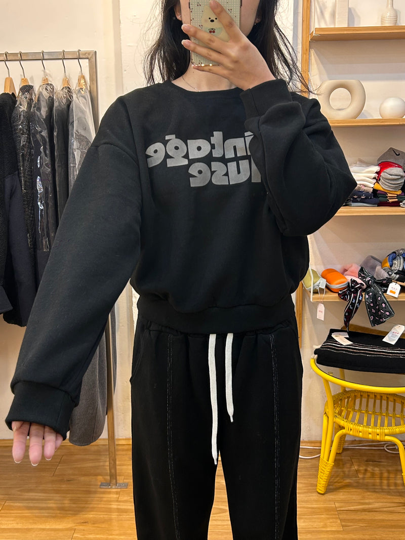 Black Fleece-Lined Sweatshirt