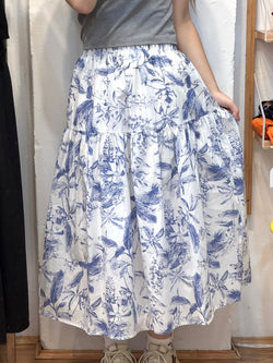 Fresh Pattern Summer Blue / Black Long Skirt