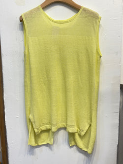 Yellow Knit Sleeveless Top with Back Slit