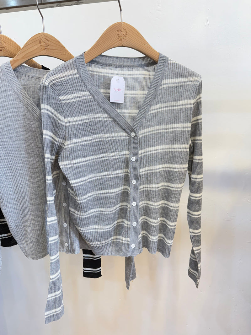 Striped and Plain Cardigan