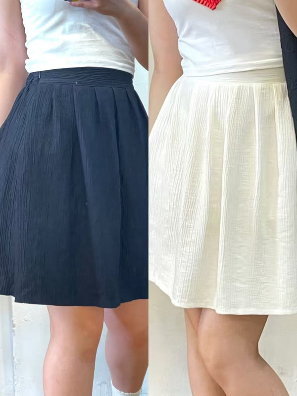 Textured Pleated A-Line Skirt