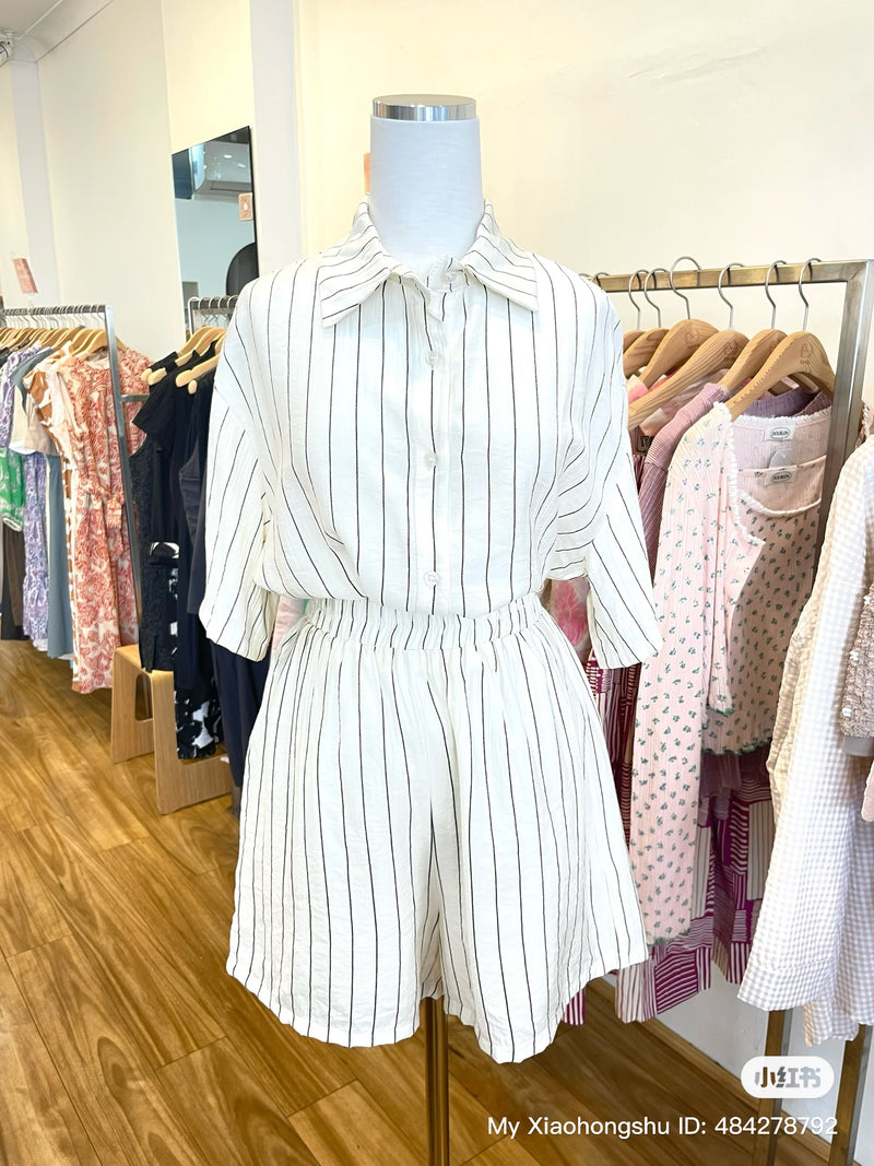 Summer stripe shirt and shorts set