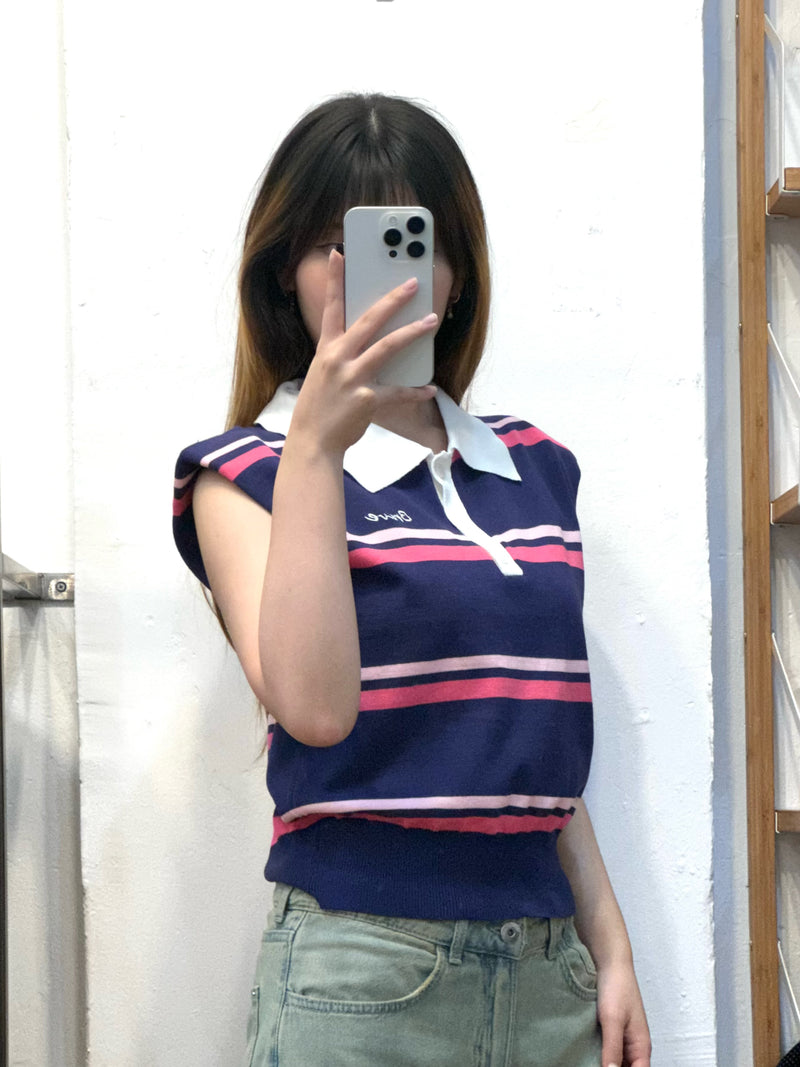 Sleeveless stripes top