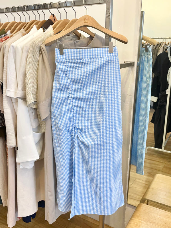 Sunny Day Blue Check Long Skirt