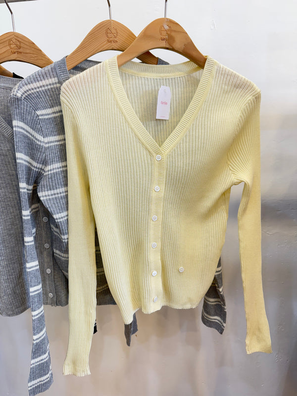 Striped and Plain Cardigan