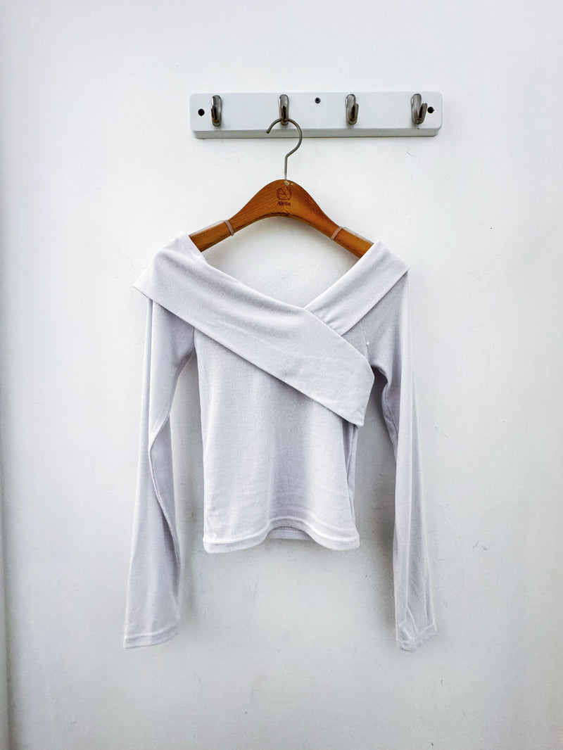 White Shoulder Long Sleeve Top