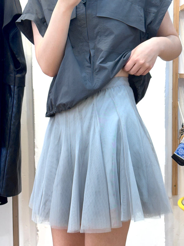 Light Grey Tulle Short Skirt