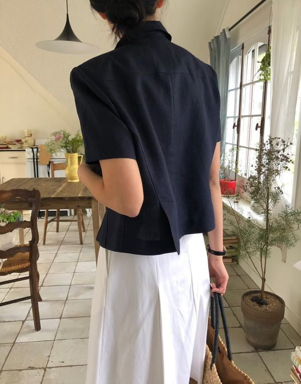 Navy Chic Linen Jacket