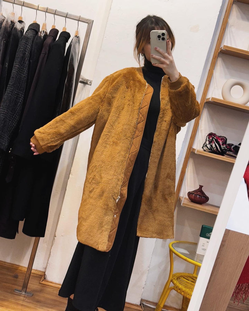 Gold 100% Wool Long Coat