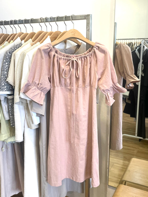 Sweet Pink Blossom Puff Sleeve Dress