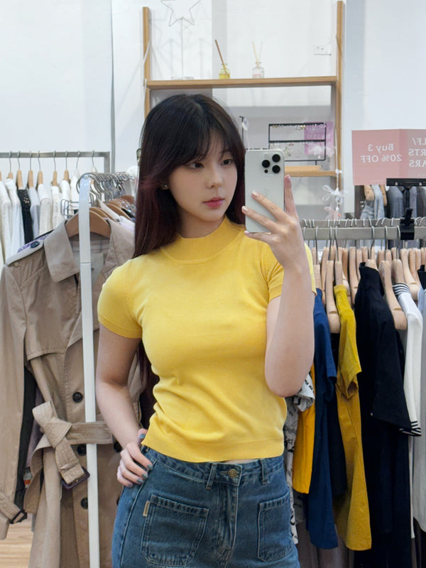 Summer Yellow High Neck Top