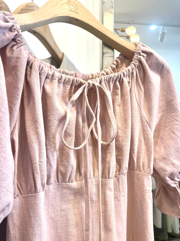 Sweet Pink Blossom Puff Sleeve Dress