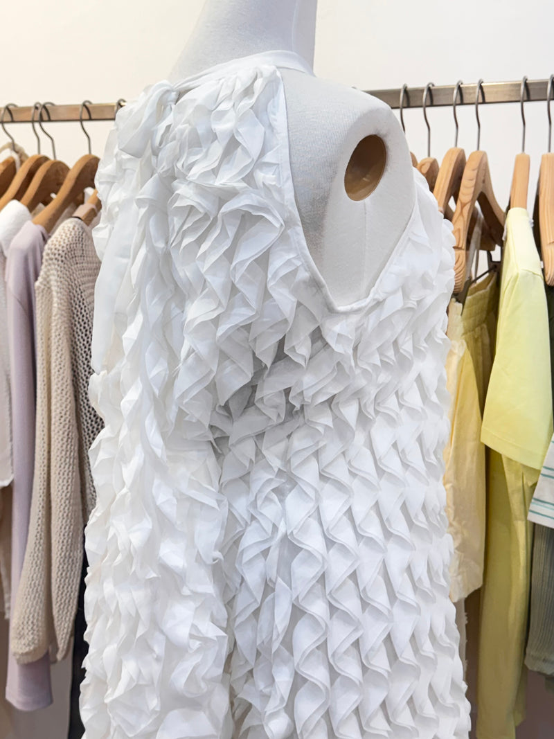 White Ruffe Texture Dress