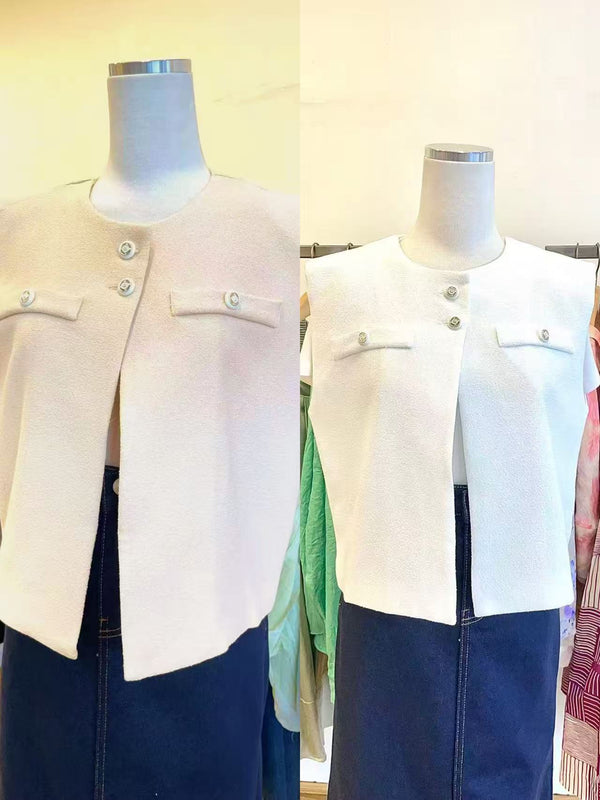 Formal Uniquely-designed Vest - White / Beige