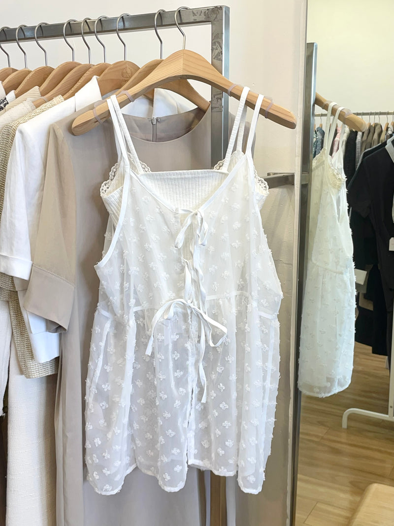 Sheer Lace Cami Dress – Layered Summer Look with Delicate Floral Detail