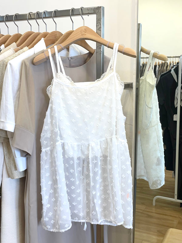Sheer Lace Cami Dress – Layered Summer Look with Delicate Floral Detail