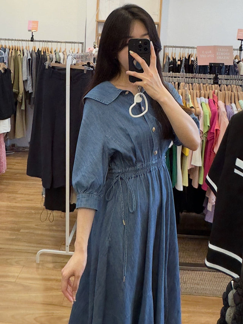 Blue Denim Daily Half-sleeved Shirt Dress