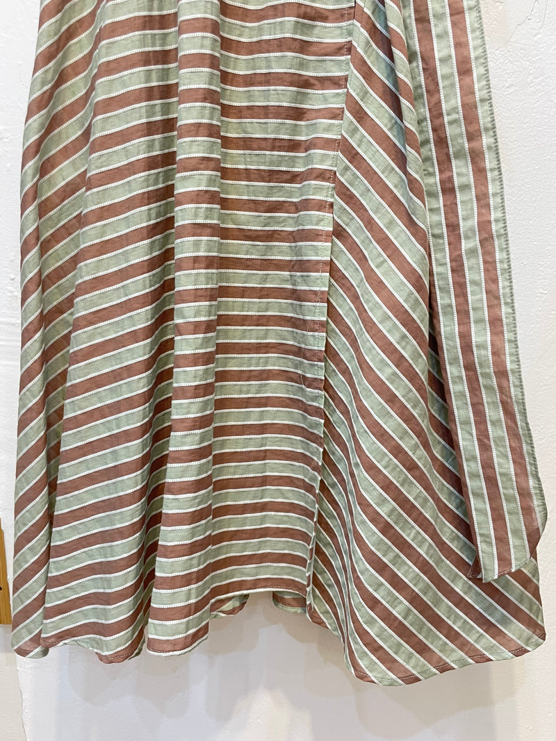 Green and Brown Striped Dress
