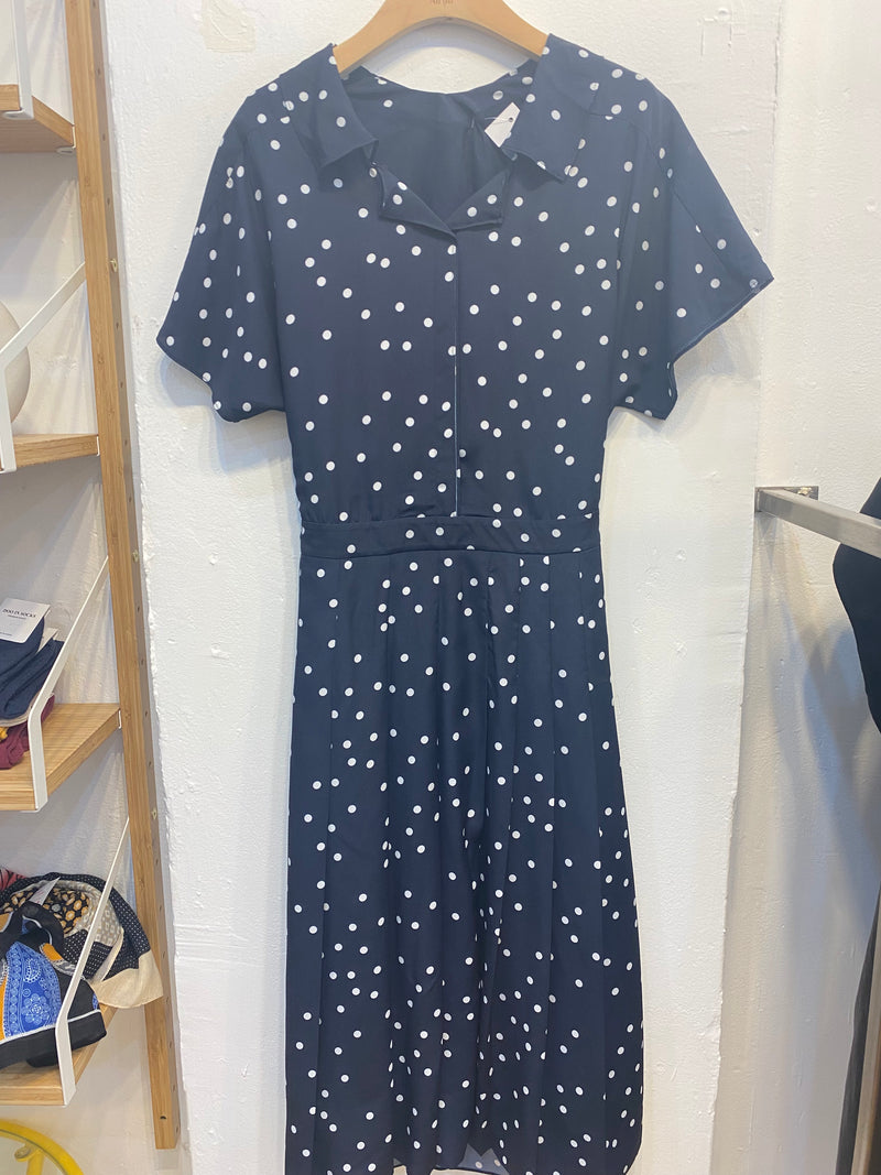 Polka dot navy dress