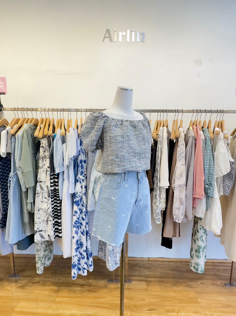 Light Sky Blue Ribbon Summer Denim Shorts