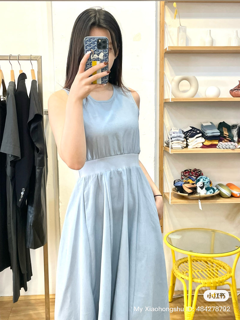 Blue Faux Two-piece Dress