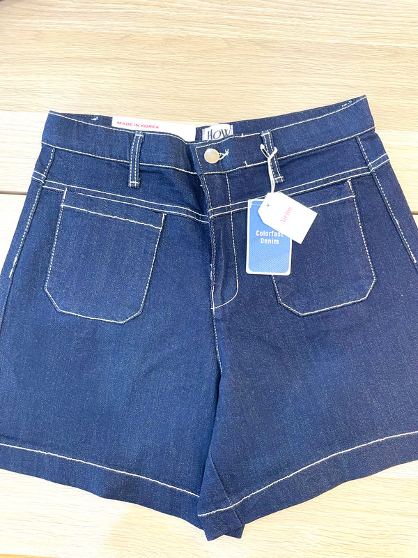 Dark Blue Glitter Denim Shorts