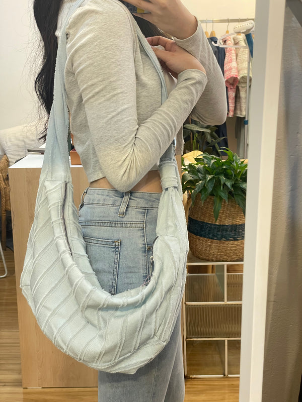 Ruched Blue Crossbody Bag