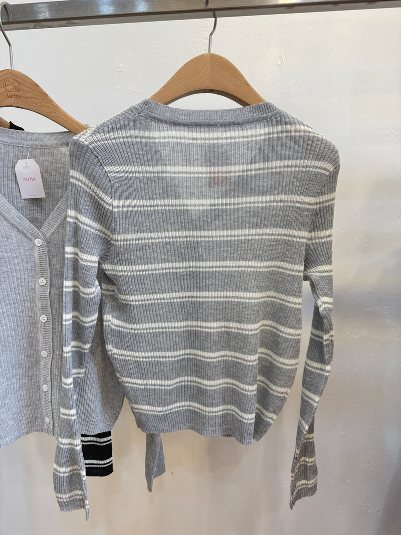 Striped and Plain Cardigan