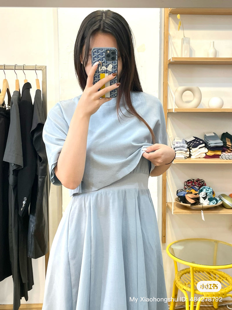 Blue Faux Two-piece Dress