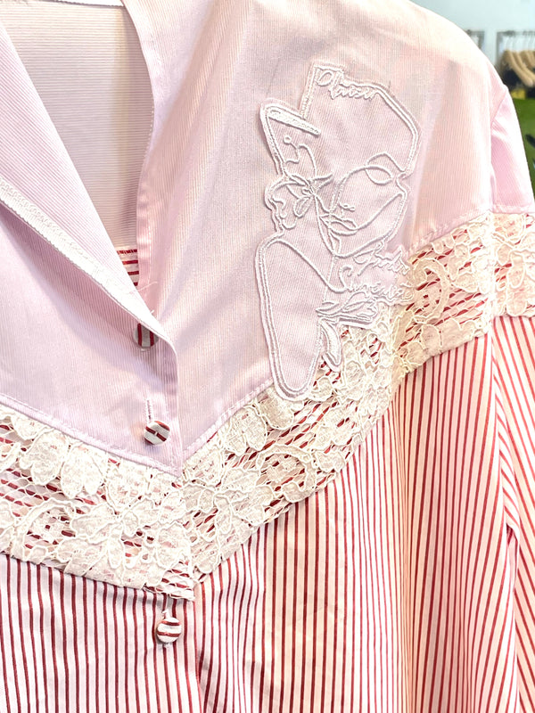 Pink Rose Twist Lace Shirt